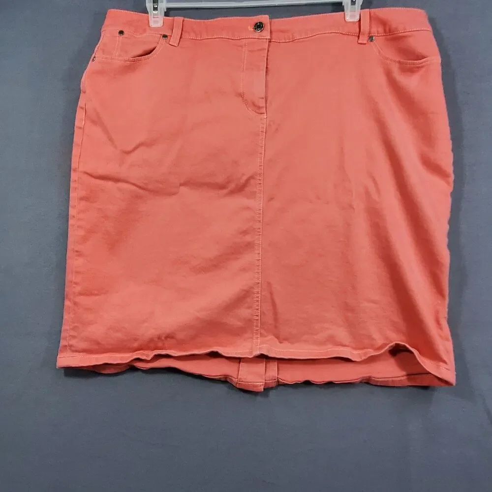 Talbots Mini Skirt Womens Size 20W Orange Cotton Spandex Mix